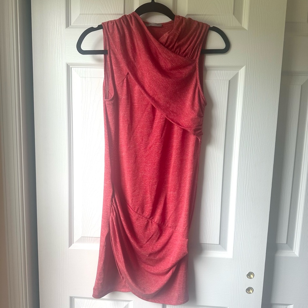 Zara Red Asymmetrical Ruched Summer Dress